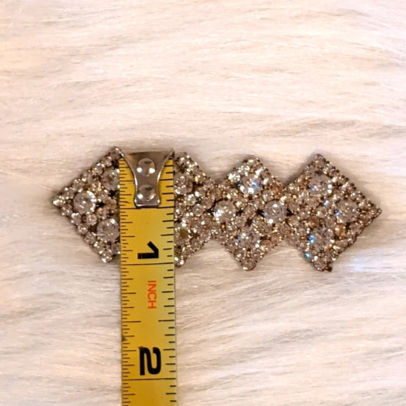Vtg Art Deco Silverplate Rhinestone Brooch Pendant - Picture 8 of 8
